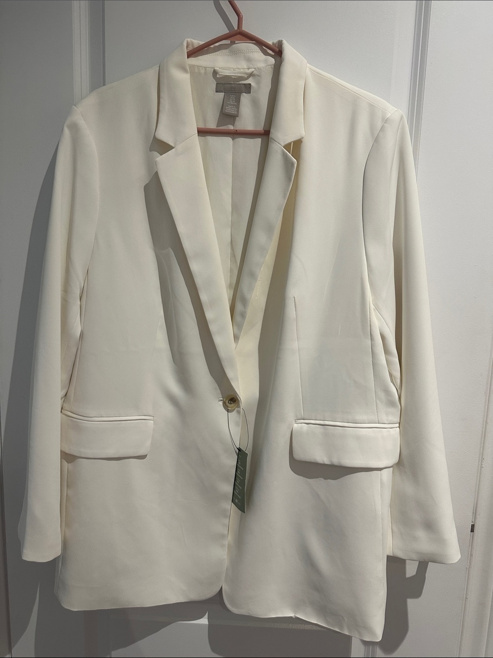 H&M Cream Single-Button Notch Lapel Blazer